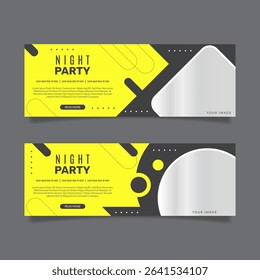 Flat design night party horizontal banners