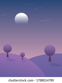 FLAT DESIGN NIGHT SCENE with moon vol 1