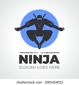Flat design ninja logo template vector