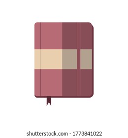 Flat design notepad icon with tab isolated on white background. School notebook, diary for business cover design. Office stationery items. Stock vector illustration