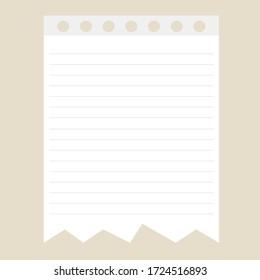 Flat design notepad or paper sheet isolated on bright background for text. Education vector background.