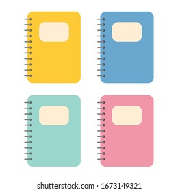 Flat design notepad and paper sheets isolated on white background whit place for text.