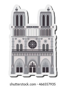 flat design notre dame de paris icon vector illustration