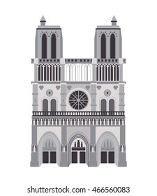 flat design notre dame de paris icon vector illustration