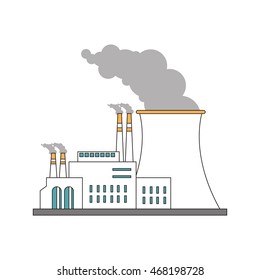 flat design nuclear plant icon vector illustration