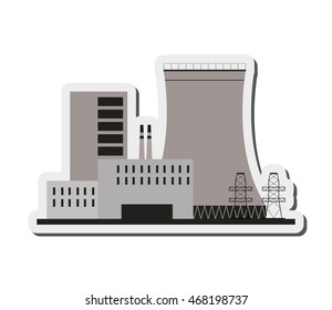 flat design nuclear plant icon vector illustration