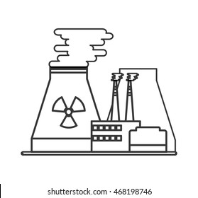 flat design nuclear plant icon vector illustration