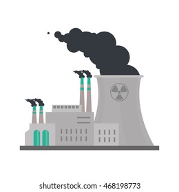 flat design nuclear plant icon vector illustration