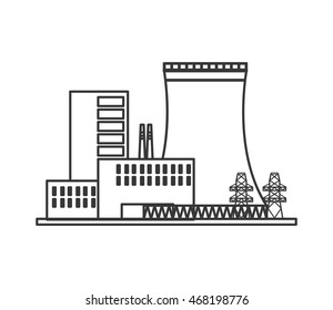 flat design nuclear plant icon vector illustration