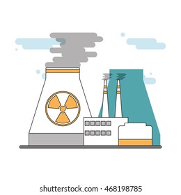 flat design nuclear plant icon vector illustration