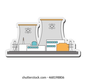 flat design nuclear plant icon vector illustration