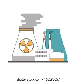flat design nuclear plant icon vector illustration