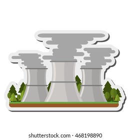 flat design nuclear plant icon vector illustration