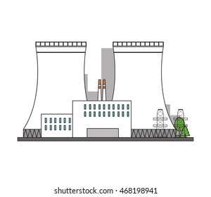 flat design nuclear plant icon vector illustration