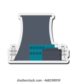 flat design nuclear plant icon vector illustration