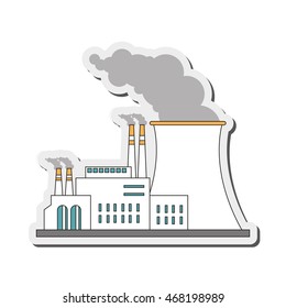 flat design nuclear plant icon vector illustration