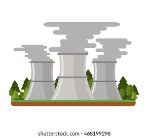 flat design nuclear plant icon vector illustration