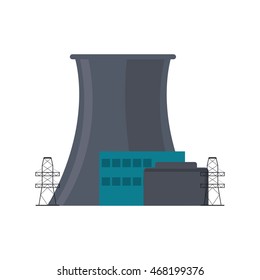 flat design nuclear plant icon vector illustration