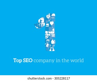 Flat Design Number One First Place Winner Seo company