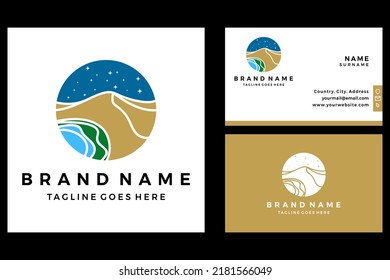 Flat design oasis logo with business card