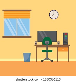 ilustración de escritorio de diseño plano