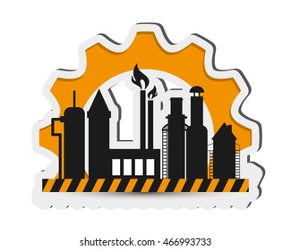 flat design oil refinery with gear icon vector illustration