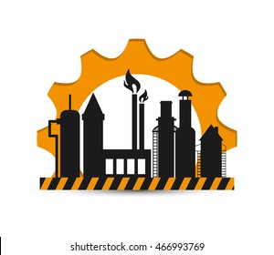 flat design oil refinery with gear icon vector illustration