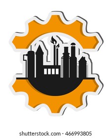 flat design oil refinery with gear icon vector illustration