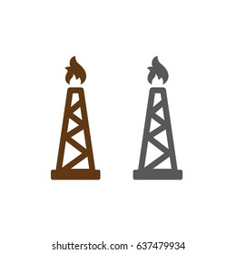 Flat design Oil and rig icon. platform pump and drilling vector icon with background. Vector illustration.