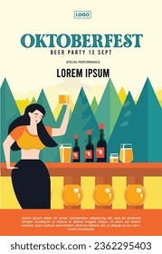 Flat design of oktober fest for poster template