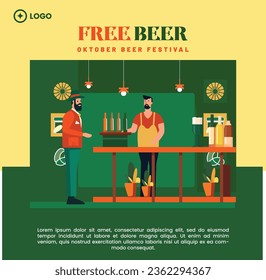 Flat design of oktober fest for social media post template