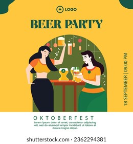 Flat design of oktober fest for social media post template