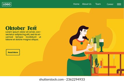 Flat design of oktober fest for template landing page website 