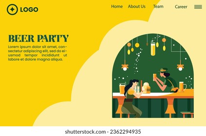 Flat design of oktober fest for template landing page website 