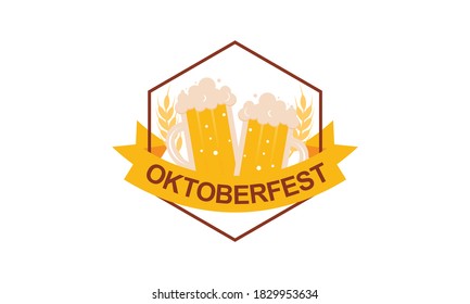 Mugres de cerveza de diseño plano con oktoberfest. vector de logotipo