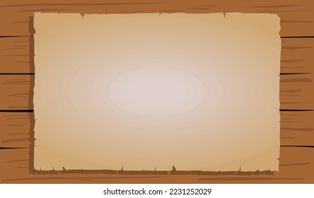 Flat design old paper on wooden wall background for copy space , advertisement , announcement and other , Empty old paper. copy space mockup template display