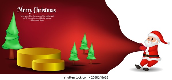 flaches Design auf rotem Hintergrund, Weihnachten mit Weihnachtsklausel
