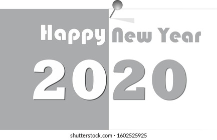 Flat design on typography for New year 2020. 