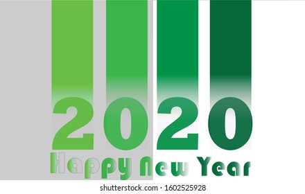 Flat design on typography for New year 2020. 