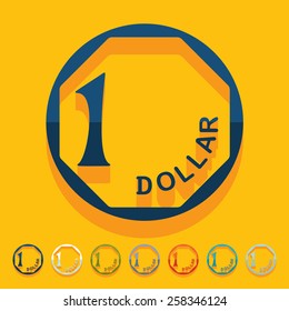 Flat design. one singaporean dollar