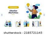 Flat design online education illustration pack
