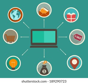 Flat design online finance app, financial analytics tracking on a digital device, online shopping, payment of goods - concept in flat style