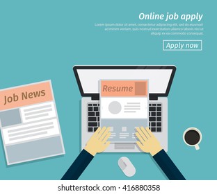 Flat Design Of Online Job Apply