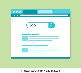 Flat Design Online Job Search Results, Vector Illustration