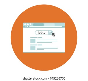 Flat design online job search results. Vector illustration.