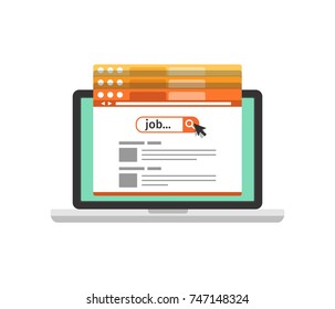 Flat design online job search results. Vector illustration.