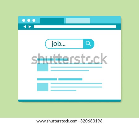 flat design online job search results, vector illustration