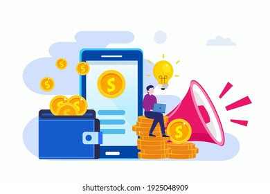 Flat design Online marketing profit and development business, Landing page template, Flat vector illustration