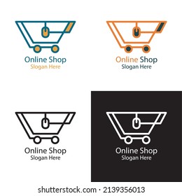 Flat design online shop logo collection