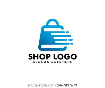 Flat design online shop logo collection